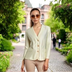 Women Dress Jacket Banana Republic Linen Cotton Button Front Long Sleeve Blazer